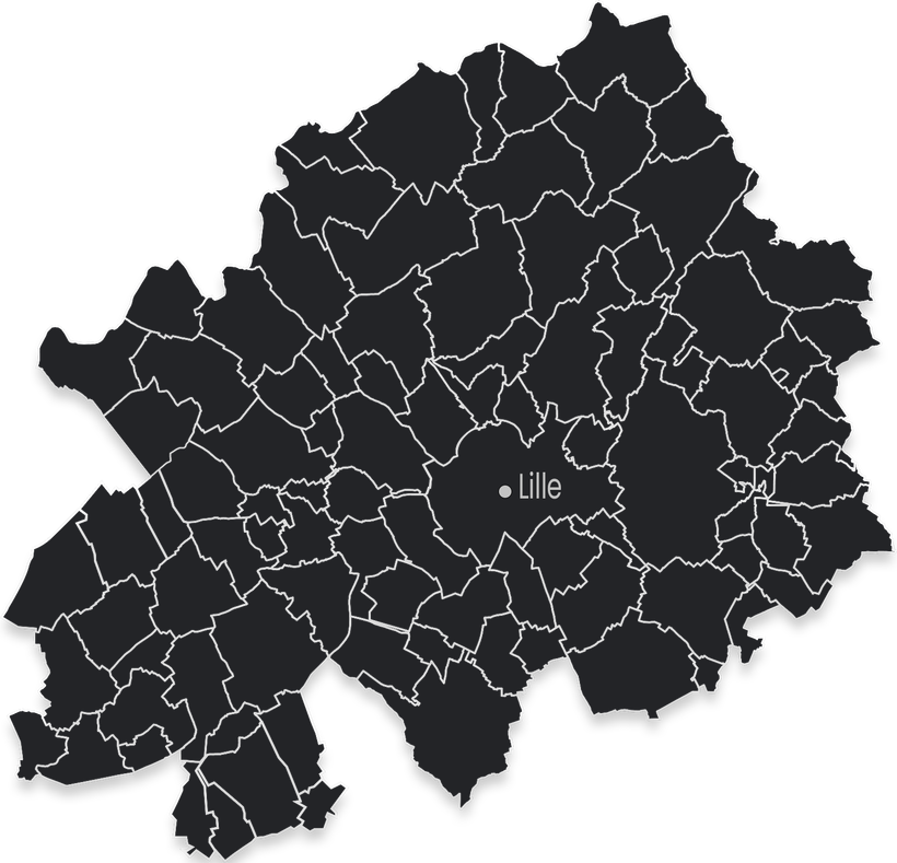 Carte de la métropole de Lille.