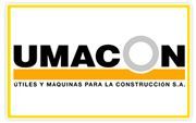 El logotipo de umacon es amarillo y negro con un círculo blanco en el medio.