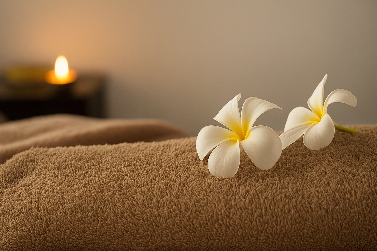 Eine Frau bekommt in einem Spa eine Massage.