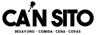 A black and white logo for can sito desayuno comida cena copas