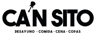 A black and white logo for can sito desayuno comida cena copas