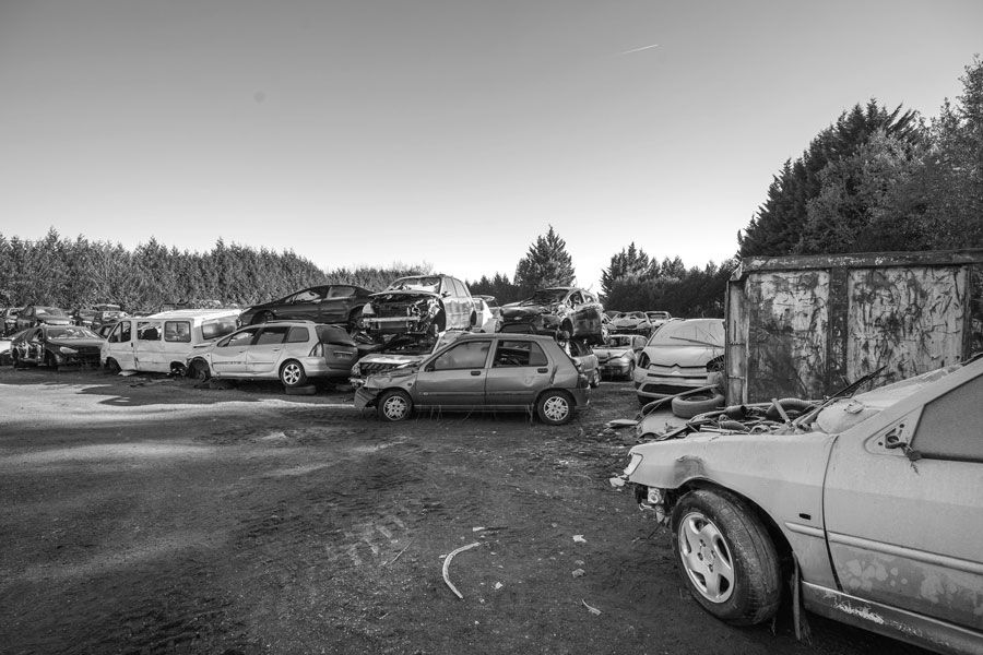 Centre VHU avec beaucoup de voitures entreposées