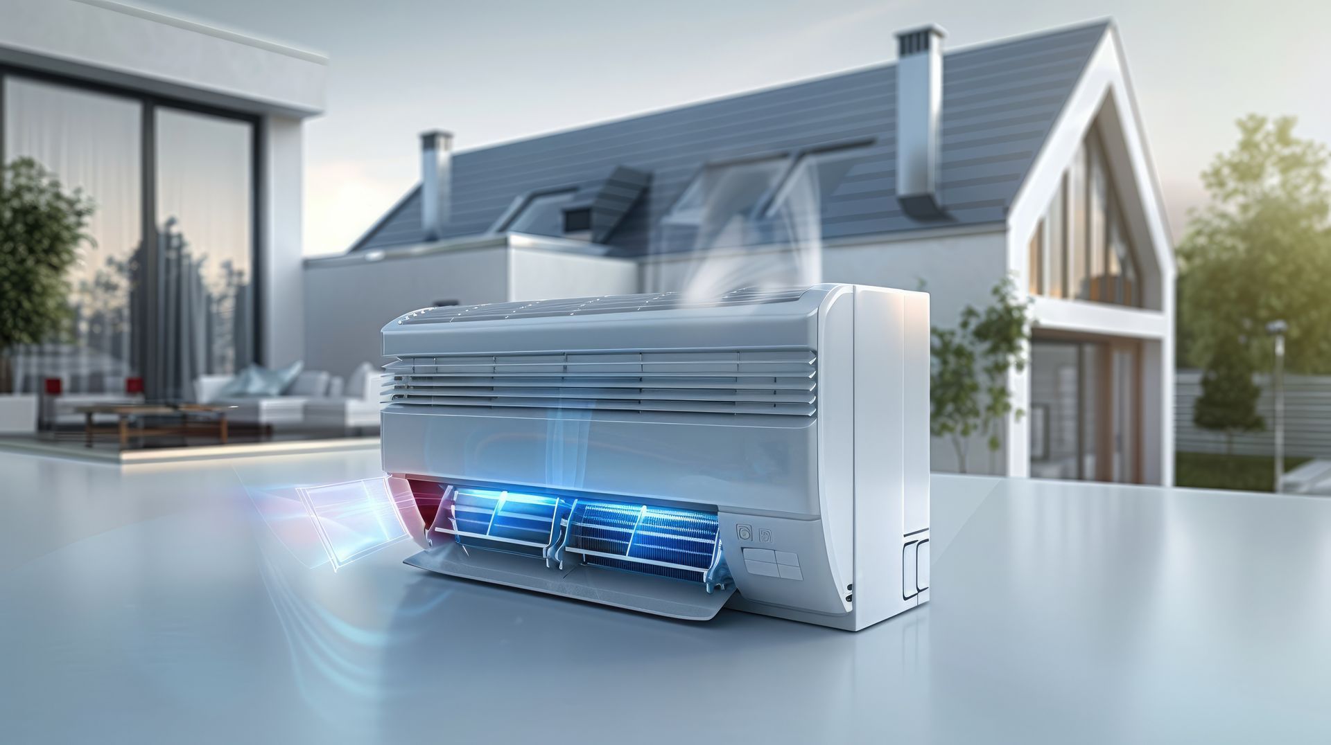 Une climatisation réversible blanche