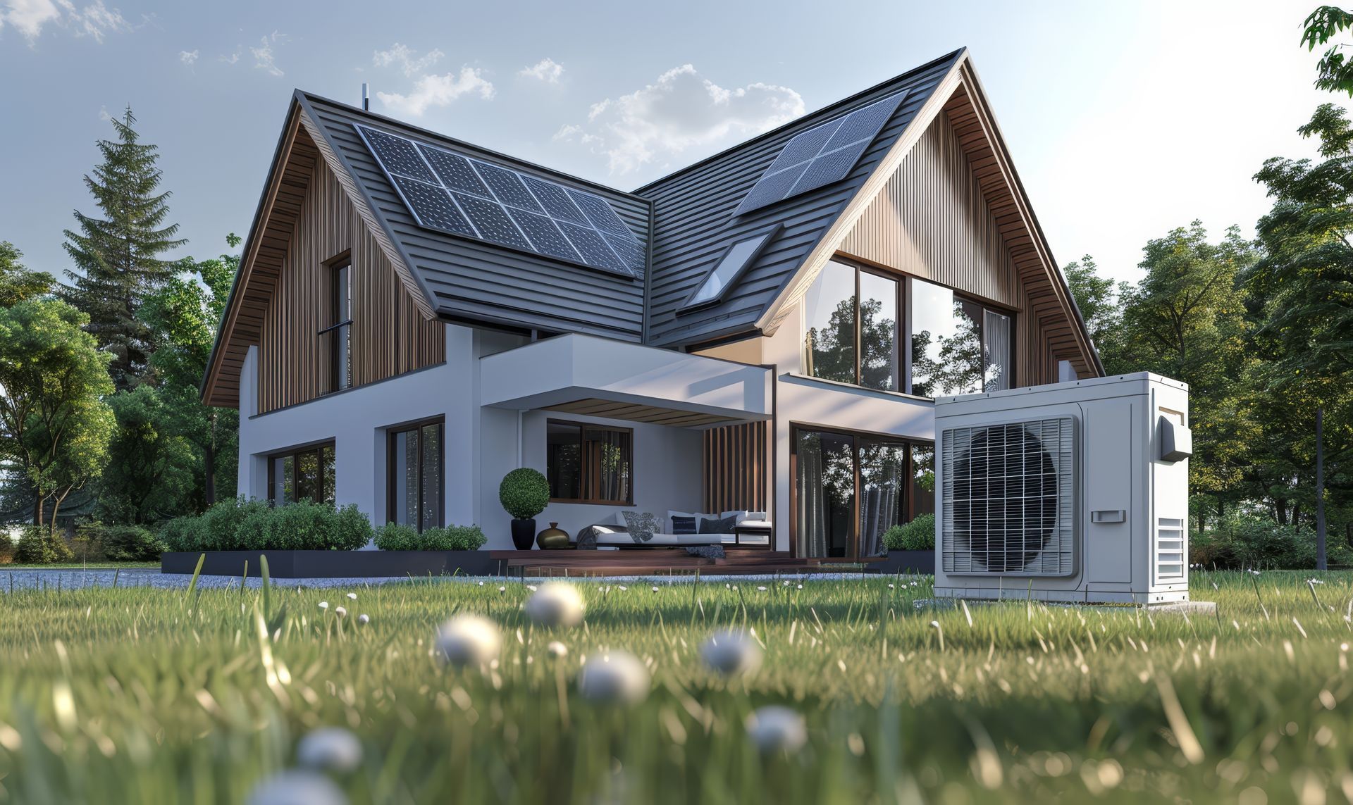 Une maison équipée d'un chauffage solaire