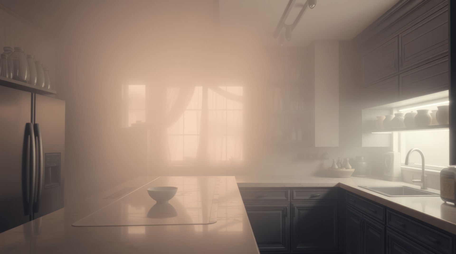 Du brouillard dans une cuisine