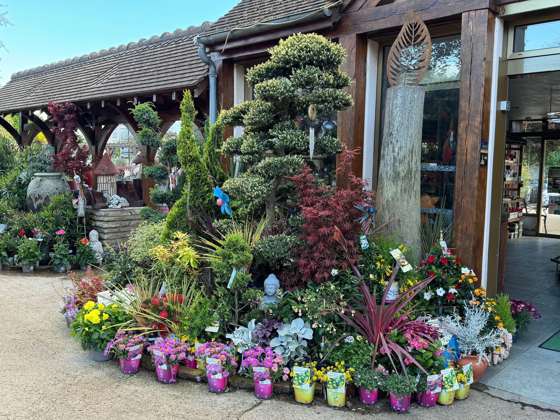 Massif fleuri à côté d'un bâtiment