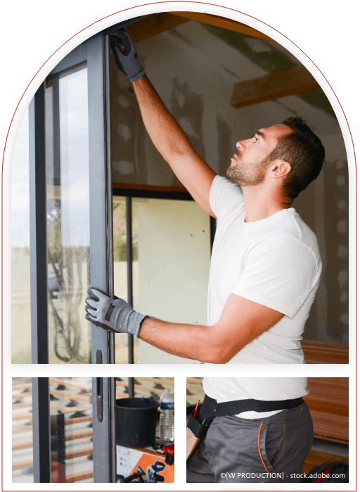 Mann misst ein Fenster aus