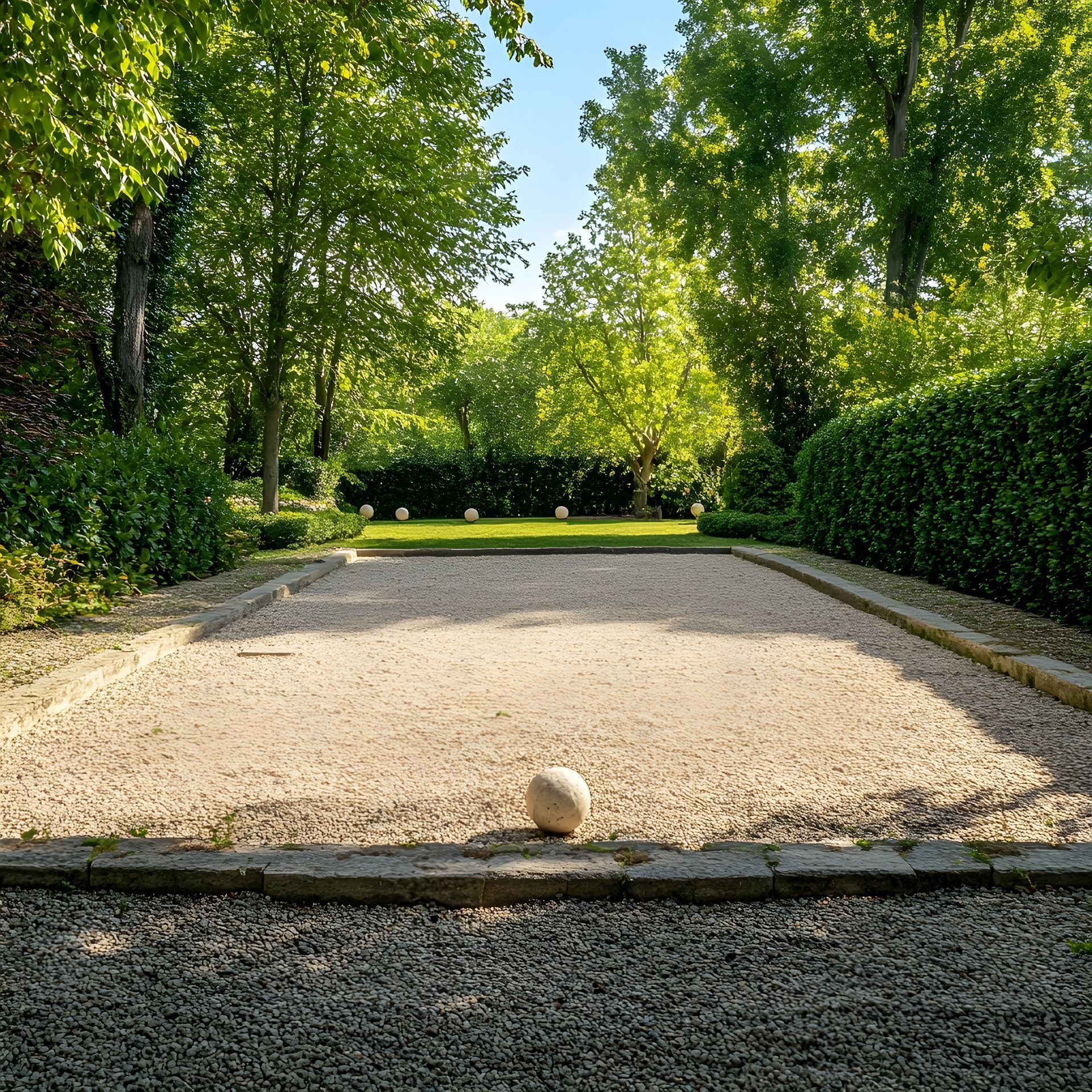 Un terrain de pétanque.