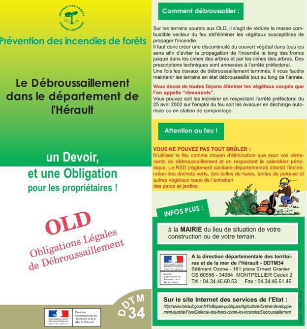 Informations sur le débroussaillage.