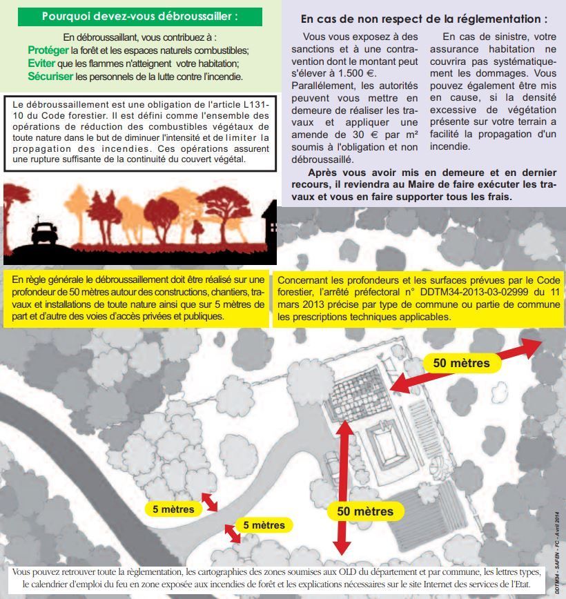Un texte d'informations sur le débroussaillage.