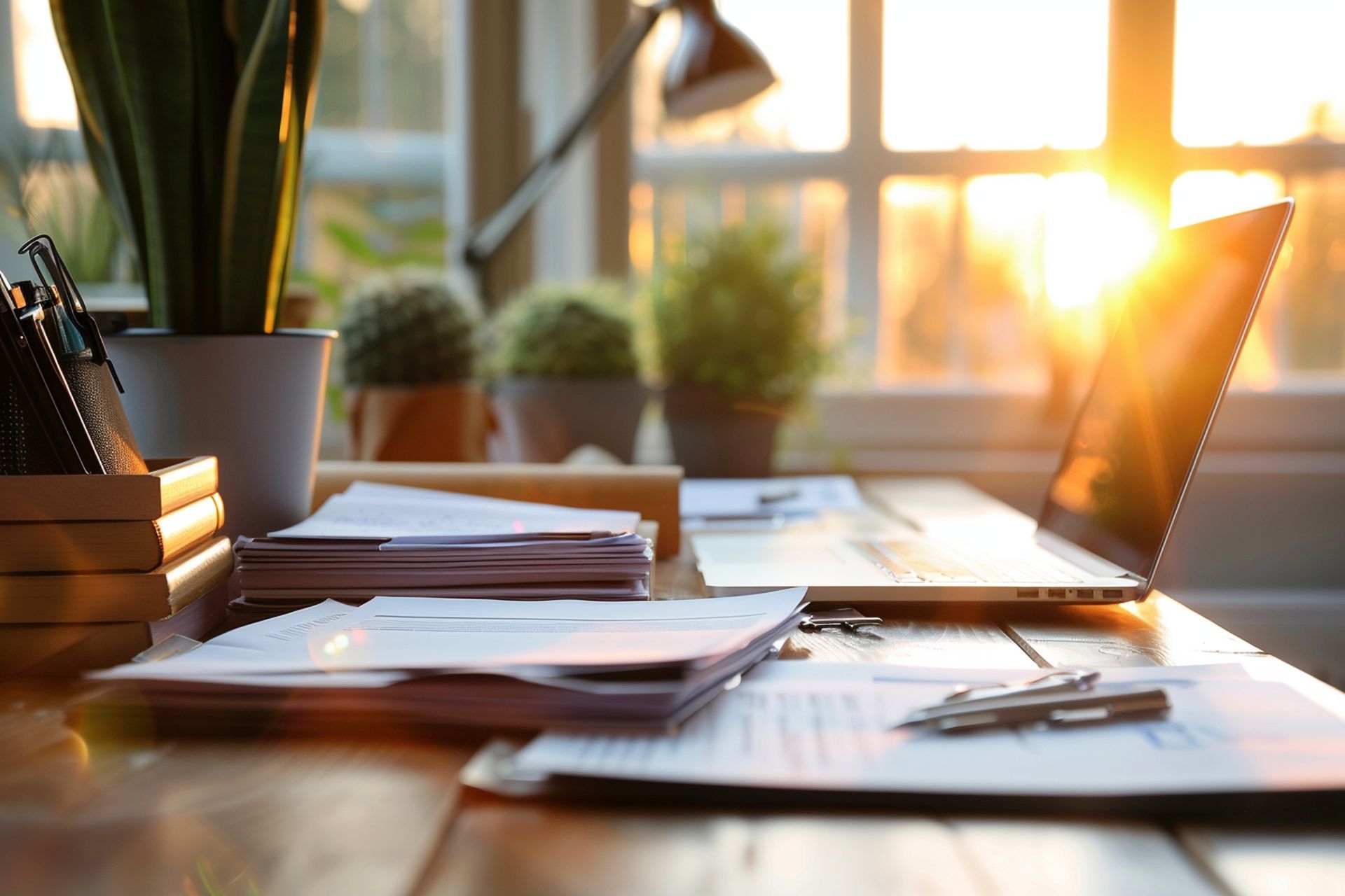 Briefpapier auf Holztisch