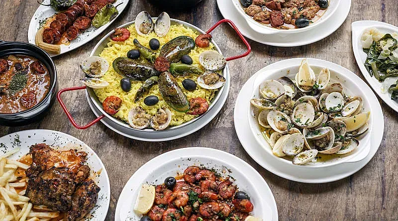 There are many different types of food on the table.