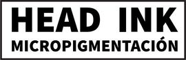 Logotipo para la micropigmentación "Head Ink". Texto negro sobre fondo blanco con borde gris.