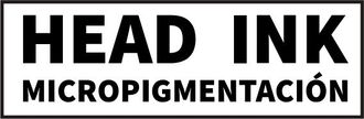 Logotipo para la micropigmentación "Head Ink". Texto negro sobre fondo blanco con borde gris.