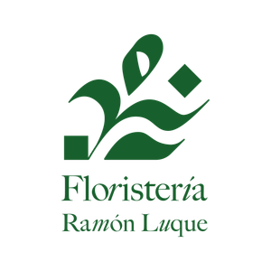 Un logotipo verde para la floristería ramon luque sobre un fondo blanco.