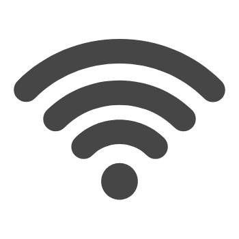 Icono de señal Wi-Fi en gris oscuro sobre fondo blanco