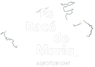 White logo reading “Es Racó de Maria” with “Agroturisme” beneath, on a light background.