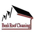 Logo for Ben's Roof Cleaning: black roof design with red gutter and text, "Ben's Roof Cleaning".