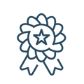 Un dibujo lineal de una cinta con una estrella en el medio.