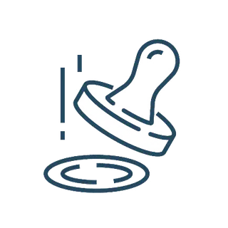 Un dibujo lineal de un sello que se utiliza para estampar una moneda.