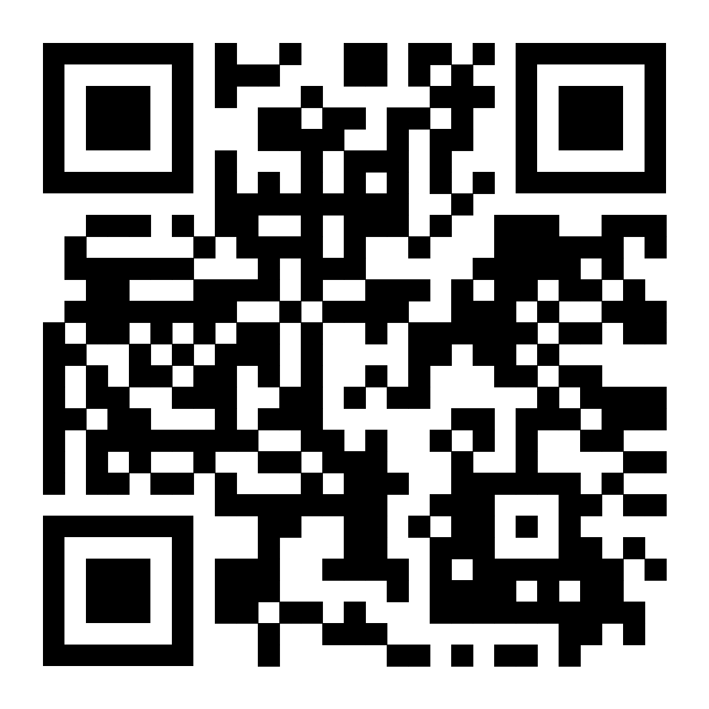 Un código QR en blanco y negro sobre un fondo blanco.