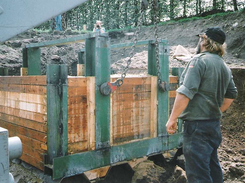 Bergung eines römischen Brennofens