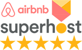 Airbnb Superhost logo: pink Airbnb logo, gray 