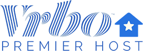 Vrbo Premier Host logo with blue lettering and house icon.