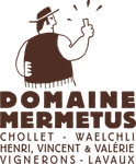 Un logo pour le domaine mermetus montre un homme tenant un téléphone portable