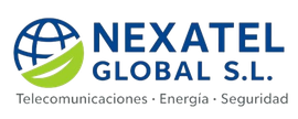 Nexatel Global S.L. logo: globe with leaf, blue text, "Telecomunicaciones · Energía · Seguridad".