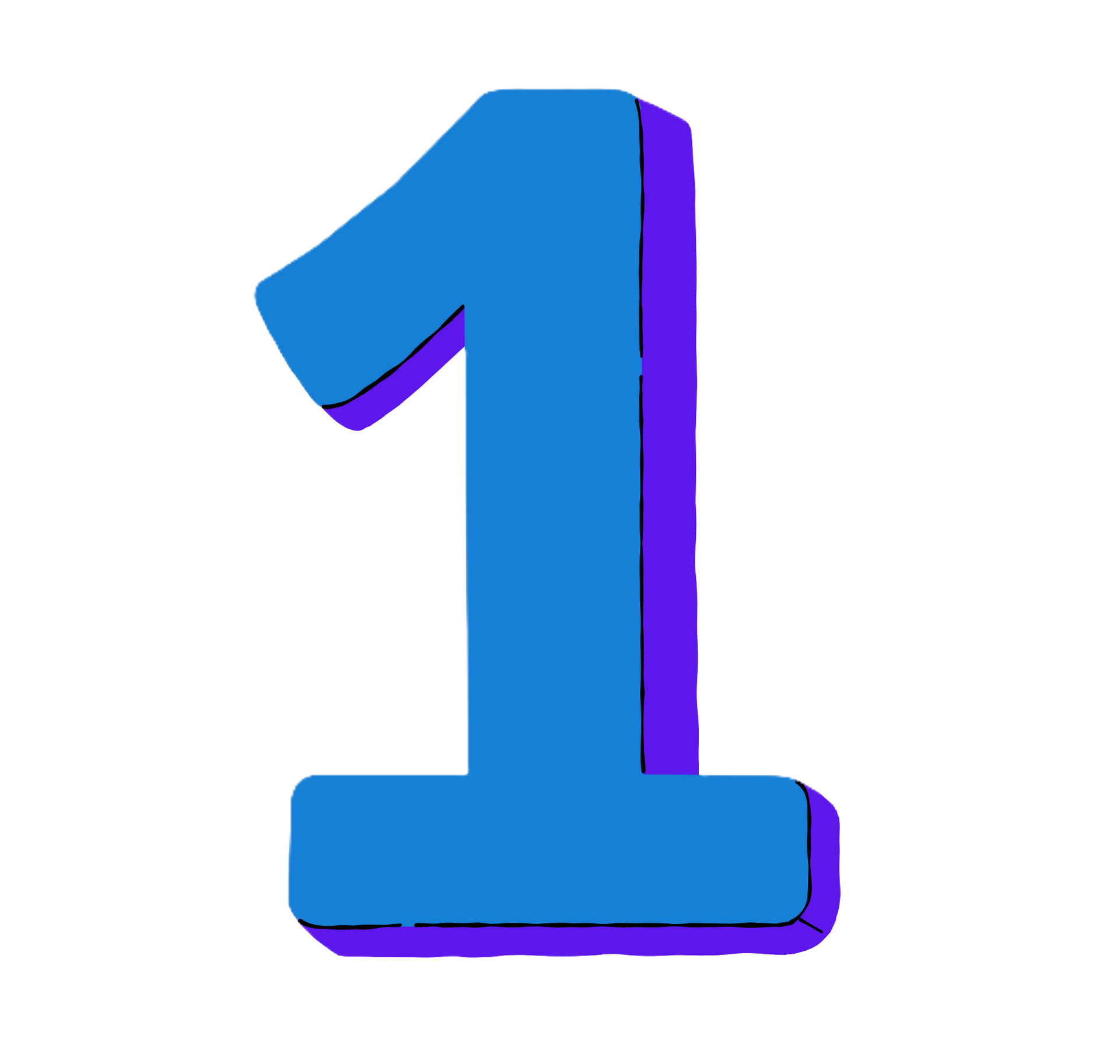 Le 1 en bleu et volet