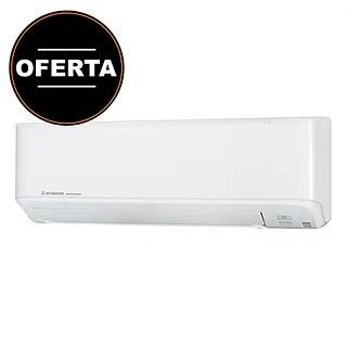 Un aire acondicionado blanco con un círculo negro alrededor que dice oferta.