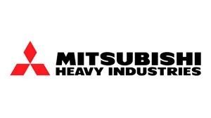 El logotipo de Mitsubishi Heavy Industries está sobre un fondo blanco.
