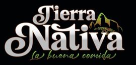 Logotipo de Tierra Nativa con las palabras "la buena comida" debajo de una ilustración de una montaña.