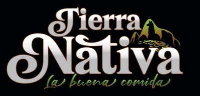 Logotipo de Tierra Nativa con las palabras "la buena comida" debajo de una ilustración de una montaña.
