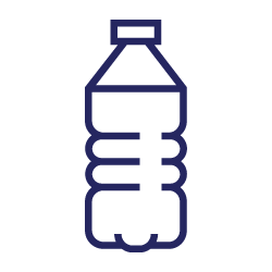 Contour bleu d'une bouteille d'eau en plastique.