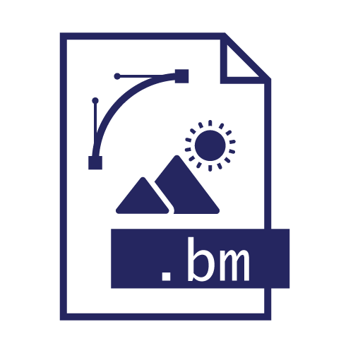 Icône de fichier représentant un graphique vectoriel avec des montagnes, un soleil et l'extension de fichier .bm.