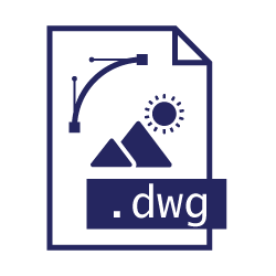 Icône de document avec éléments vectoriels, montagnes et soleil. Extension du fichier : .dwg.