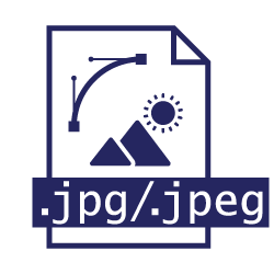 Icône de fichier représentant des montagnes, un soleil et un outil de conception vectorielle avec le type de fichier .jpg/.jpeg.