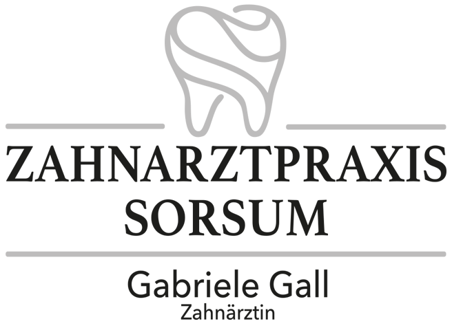 Logo für die Zahnpraxis Sorsum mit einem Zahnsymbol und dem Namen Gabriele Gall.