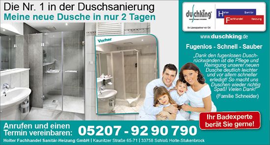 Duschking Anzeige