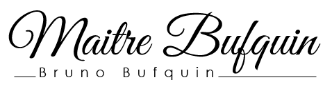 Logo en noir et blanc indiquant « Maître Bufquin » avec « Bruno Bufquin »