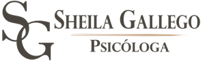 Logotipo: iniciales "SG", texto "Sheila Gallego" y texto "Psic&oacute;loga".
