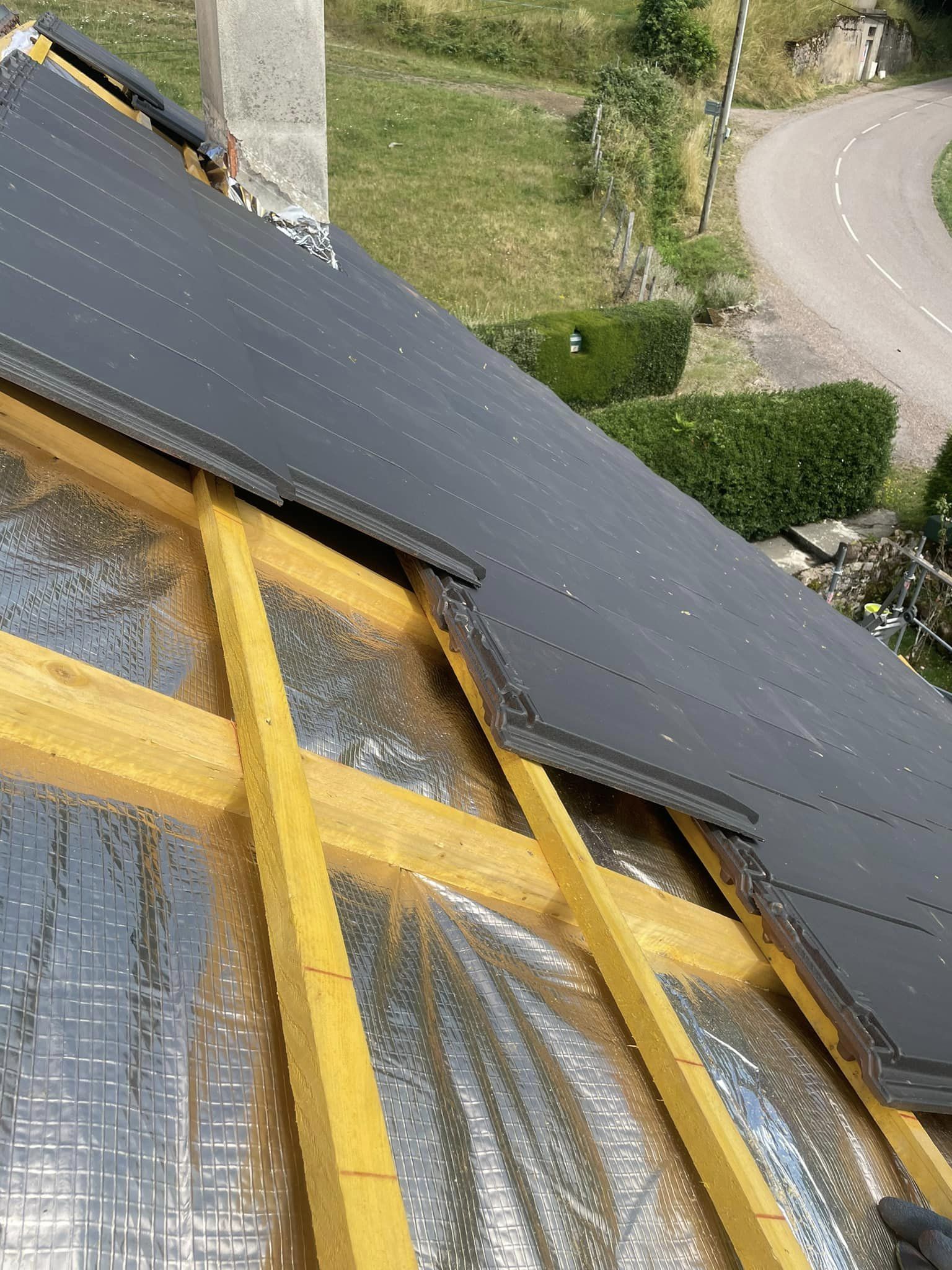 Pose tuiles ardoise et isolation