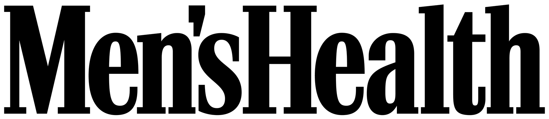 A black and white logo for men 's health magazine