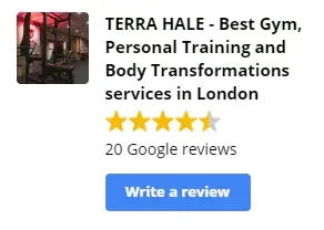 A google review for terra hale personal training and body transformations services in london