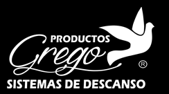 El logotip de productes grego sistemas de descanso és blanc sobre fons negre.