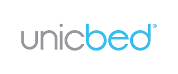 El logotip d'UnicBed és blau i gris sobre fons blanc.