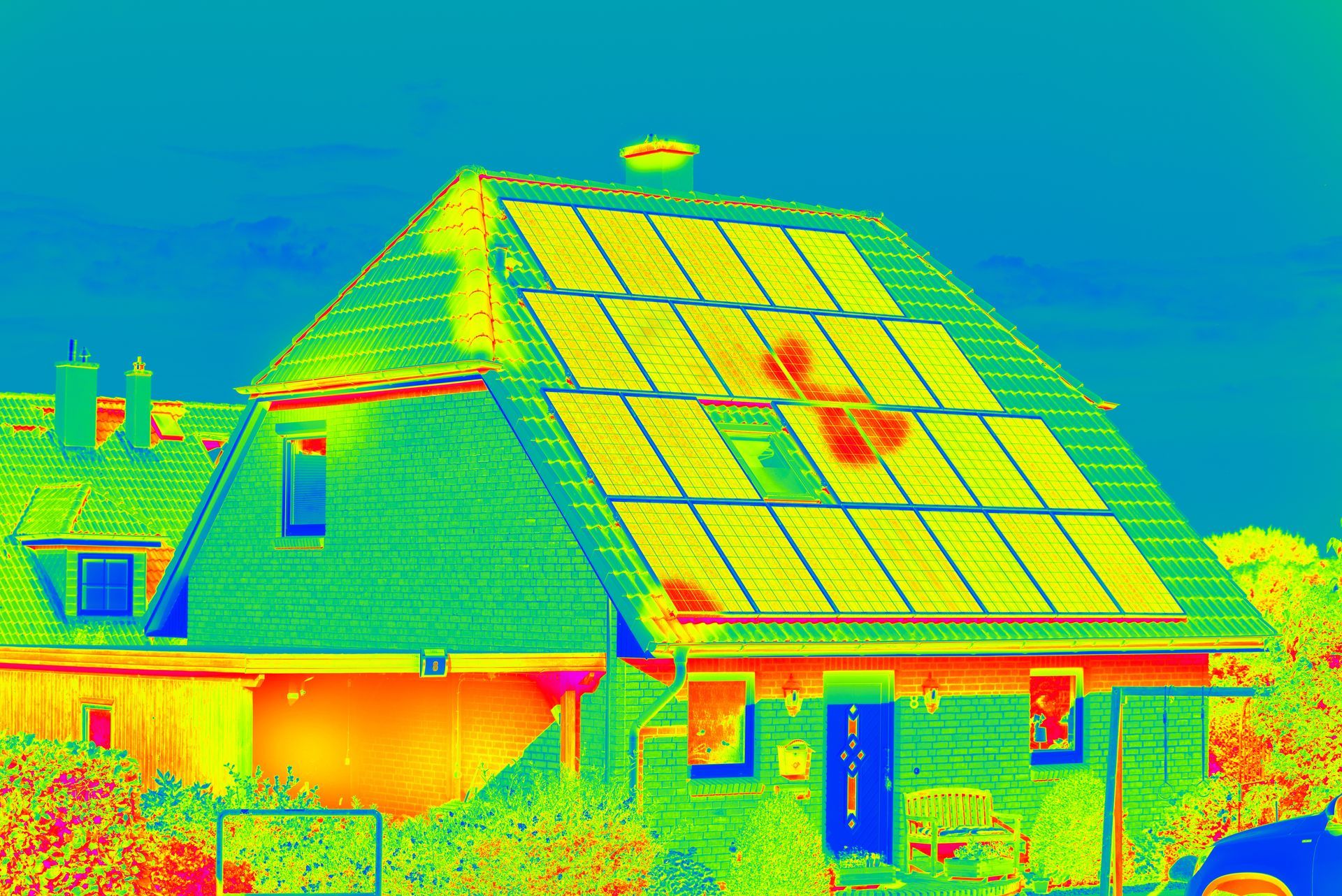 Une photo infrarouge d'une maison