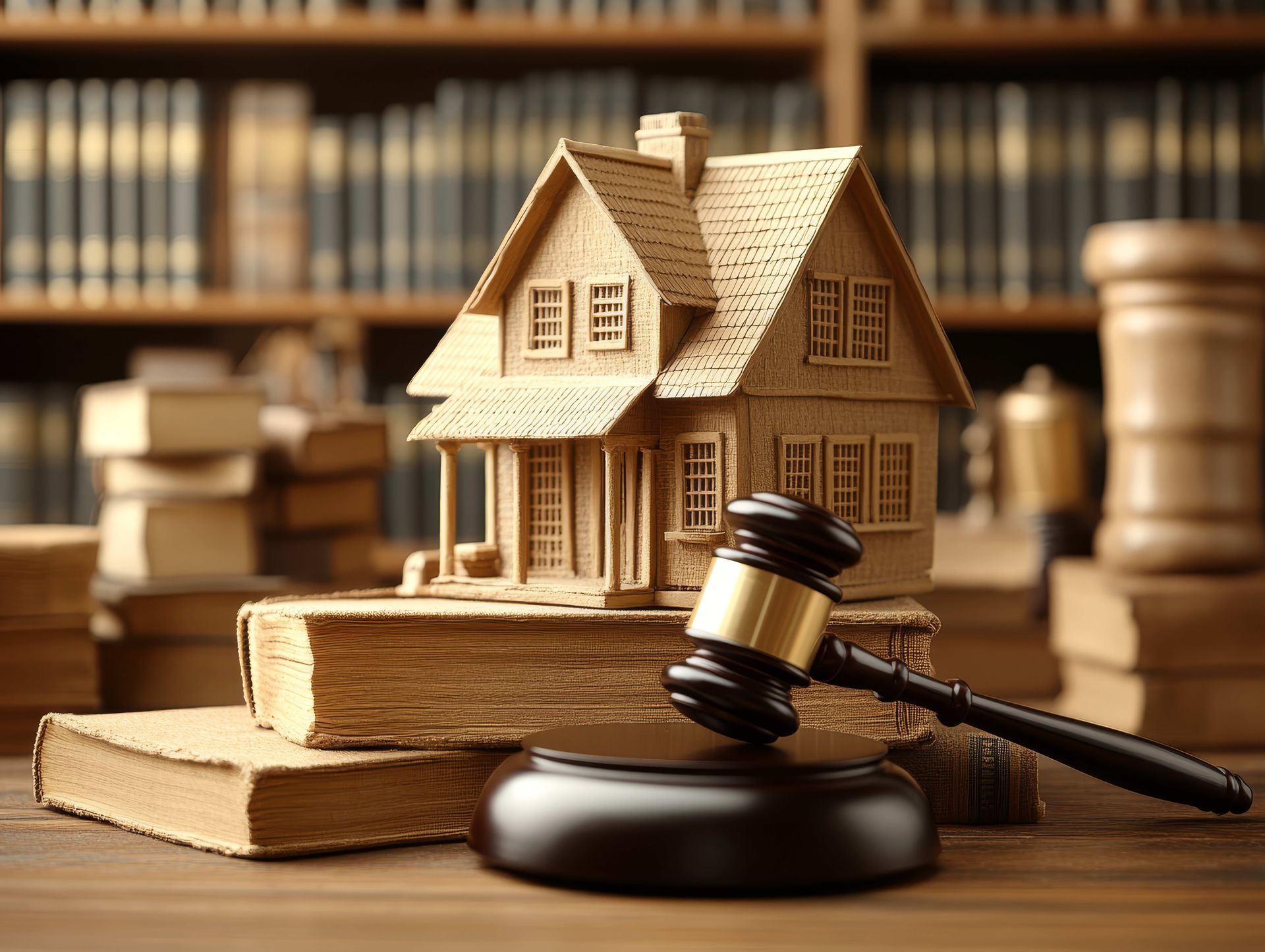 Maison avec un marteau de la justice